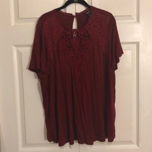 Torrid red crochet high neck tee
